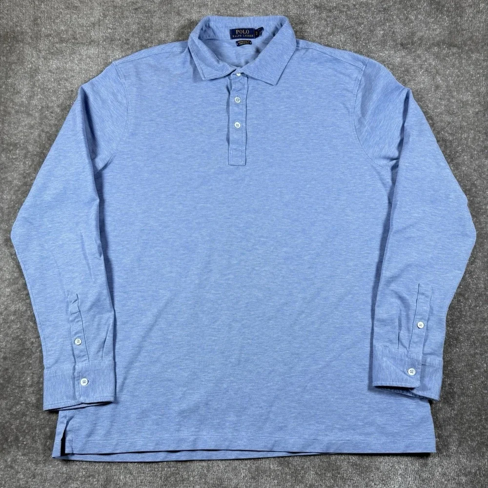 Polo Ralph Lauren Shirt Men's XL Blue Custom Slim Fit Stretch Mesh